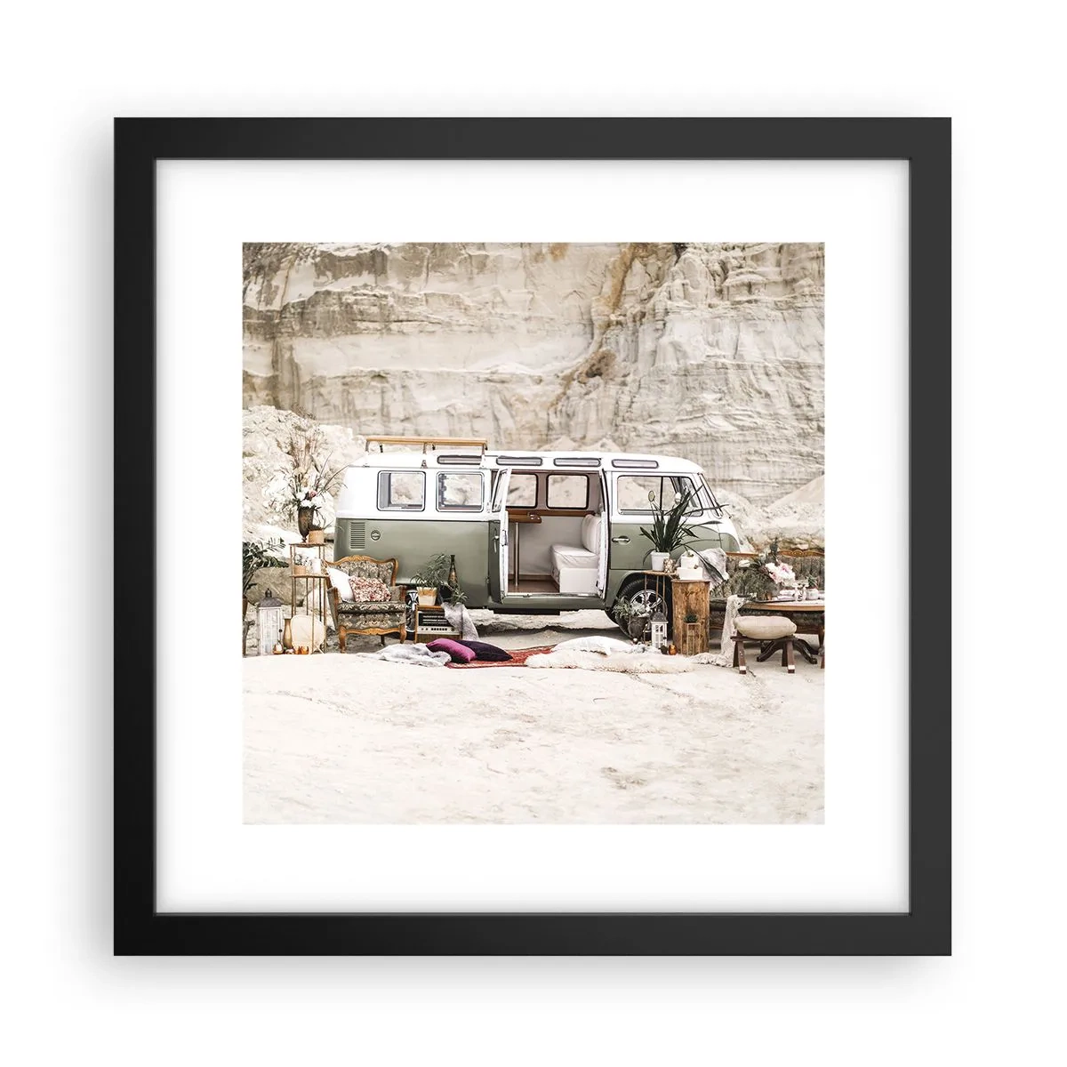 Poster în ramă neagră - Să înceapă călătoria - 30x30 cm