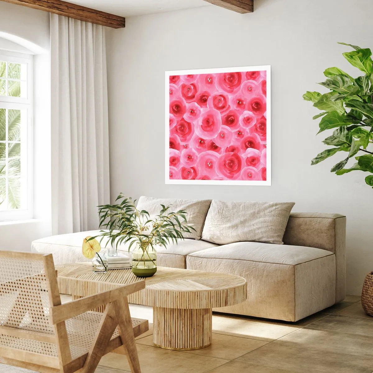 Poster - Trandafiri de sus în jos - 60x60 cm
