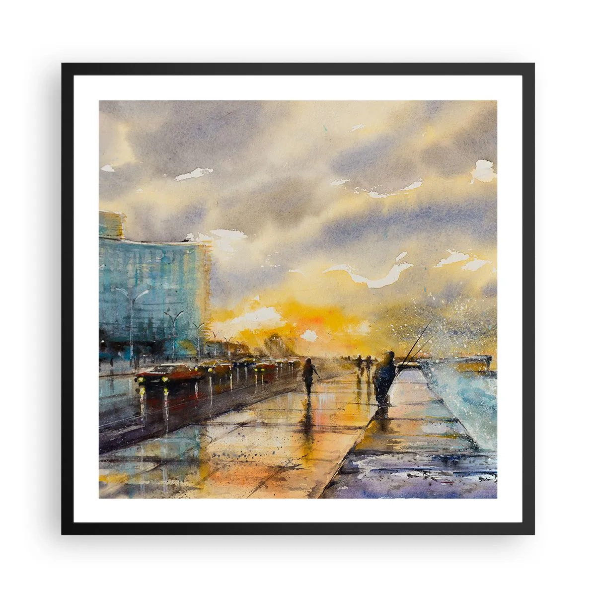 Poster în ramă neagră - Viața pe țărm - 60x60 cm