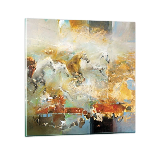 Tablou pe sticlă - Galopând prin lumină - 30x30 cm