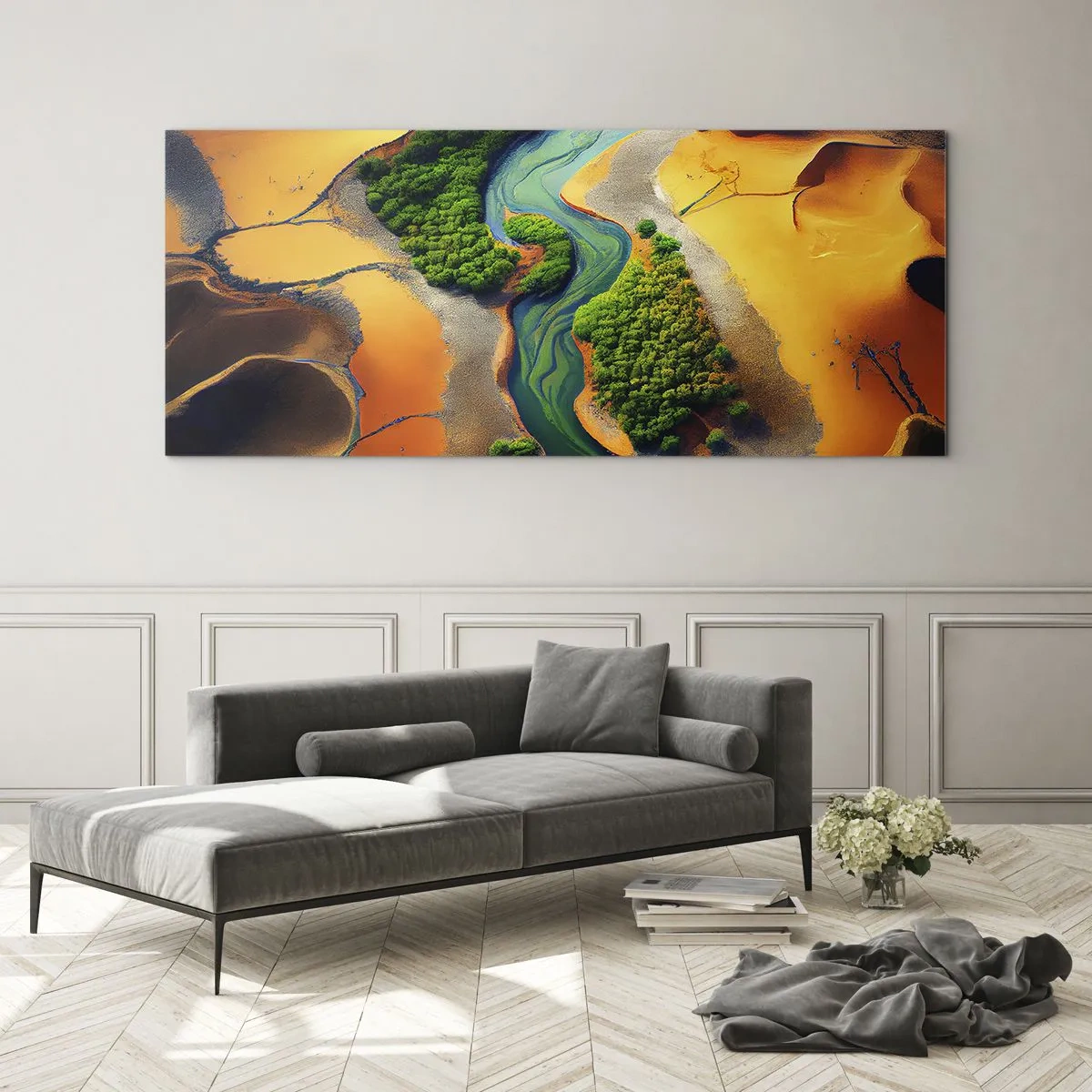 Tablou pe sticlă - Râul care dă viață - 100x40 cm