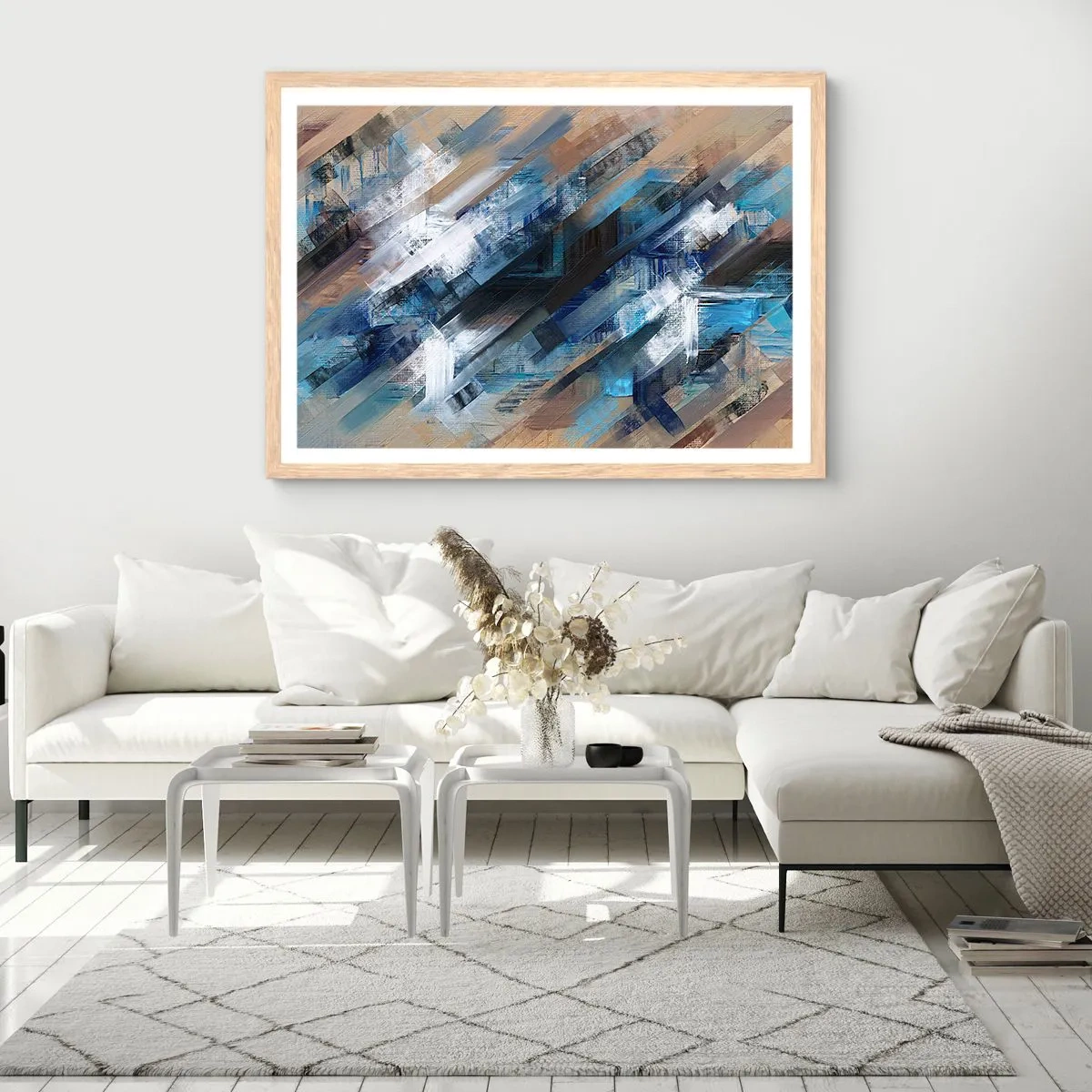 Poster în ramă de stejar deschis - Pe o pantă albastră - 50x40 cm