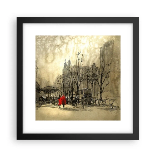 Poster în ramă neagră - O întâlnire în ceața londoneză  - 30x30 cm