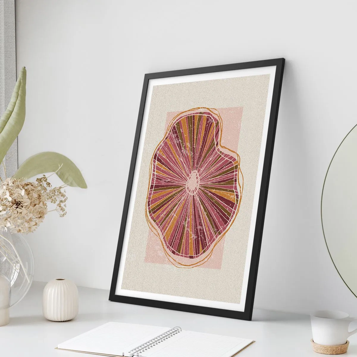 Poster în ramă neagră - Abstracția radială - 50x70 cm
