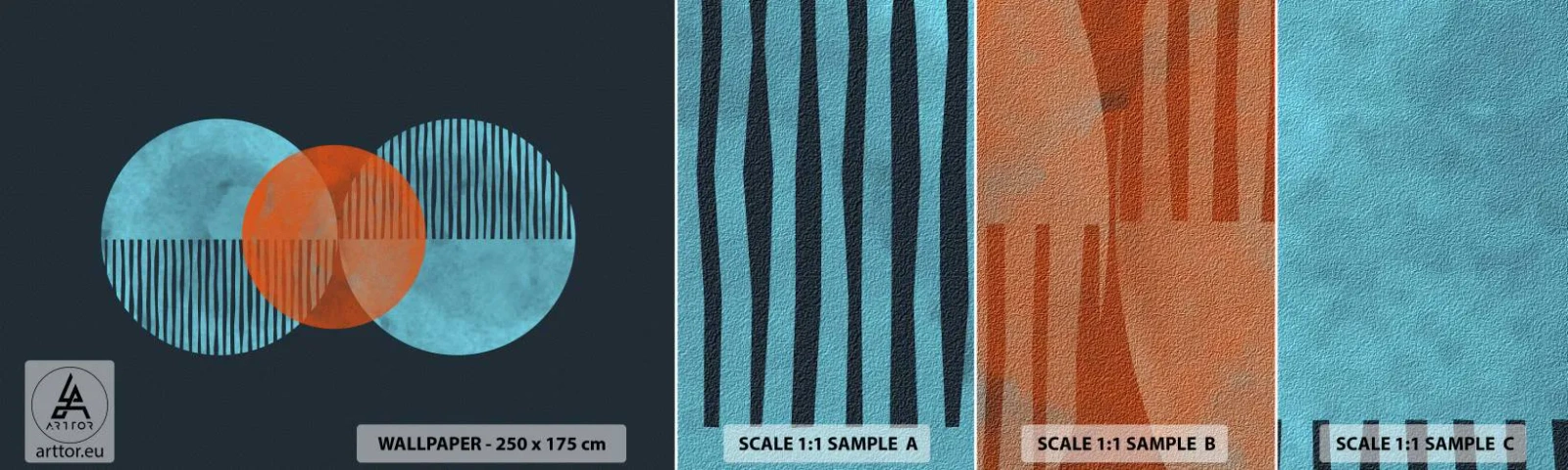 Mostră tapet autocolant Deluxe Sticker - Compoziție simetrică - Abstracția, Bucată, Model geometric - 100x30 cm