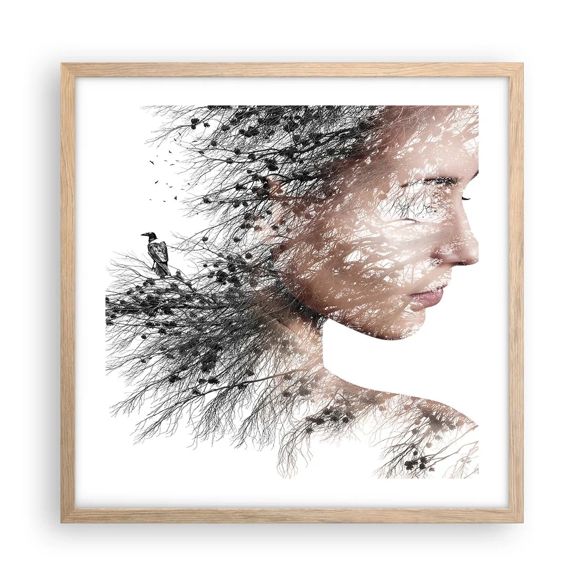 Poster în ramă de stejar deschis - Spiritul pădurii - 50x50 cm
