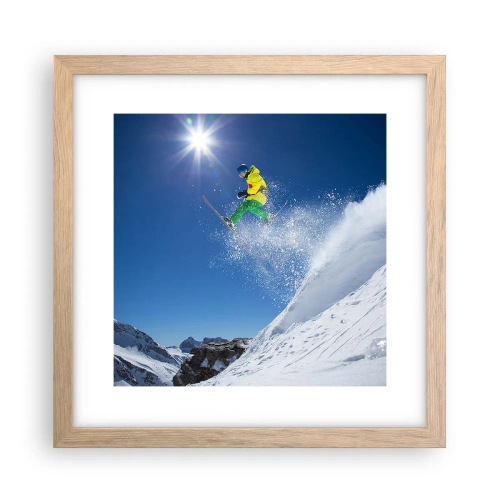Poster în ramă de stejar deschis - Dansând cu munții - 30x30 cm