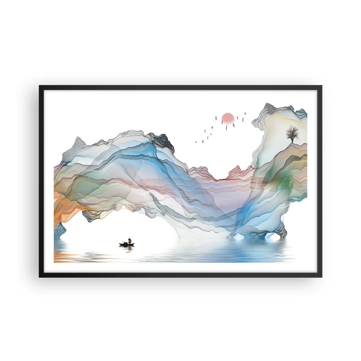 Poster în ramă neagră - Spre munții de cristal - 91x61 cm