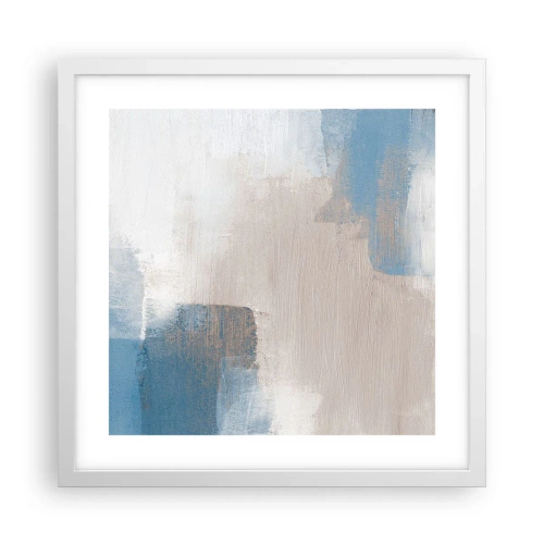 Poster în ramă albă - Abstracție roz în spatele unui voal de albastru - 40x40 cm