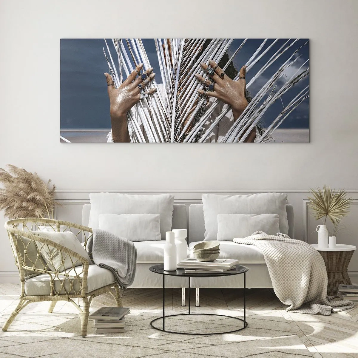 Tablou pe sticlă - Prietena șamanului? - 100x40 cm