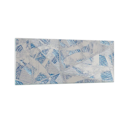 Tablou pe sticlă - Într-un labirint de gri-albastru - 100x40 cm