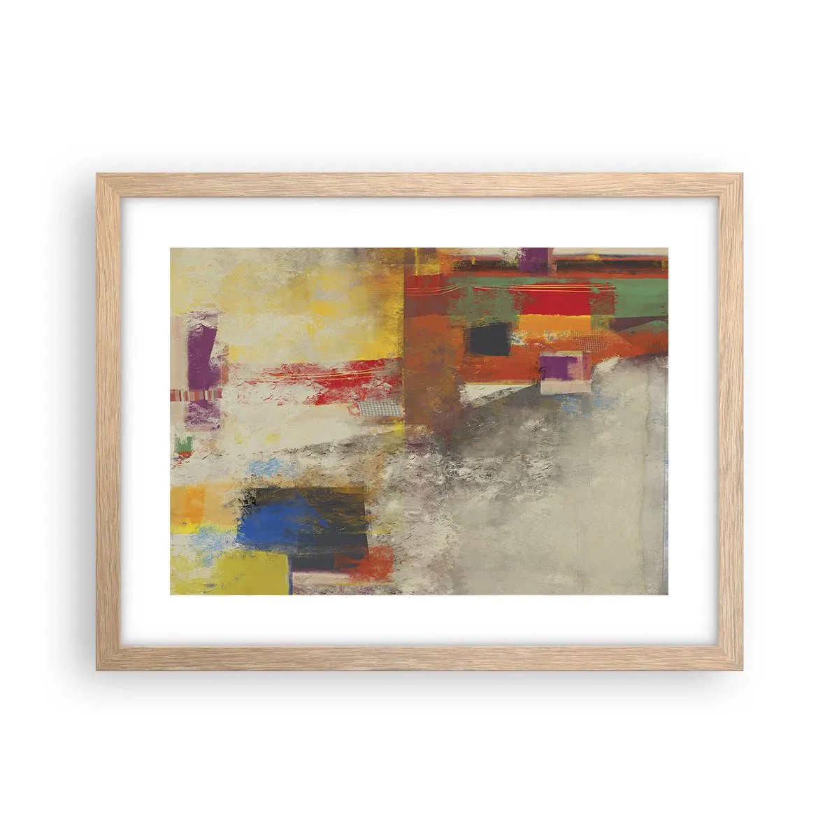 Poster în ramă de stejar deschis - Geometria culorilor - 40x30 cm
