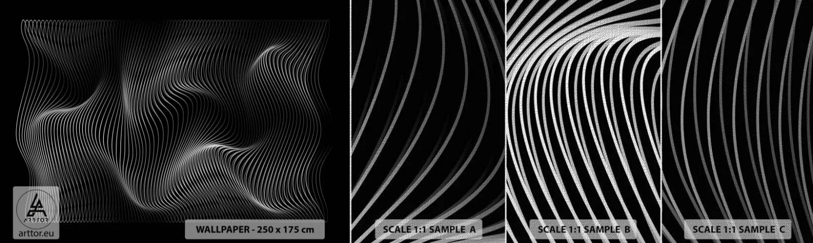 Mostră tapet Premium Canvas - Dansul luminii în spațiu - 3D, Linii, Modern - 100x30 cm