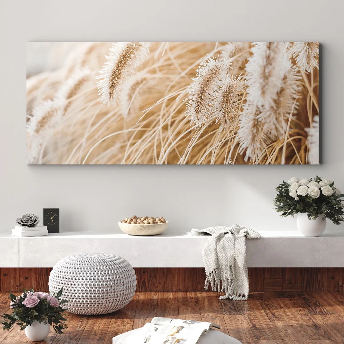 Tablou pe pânză - Foșnetul auriu al ierburilor - 100x40 cm