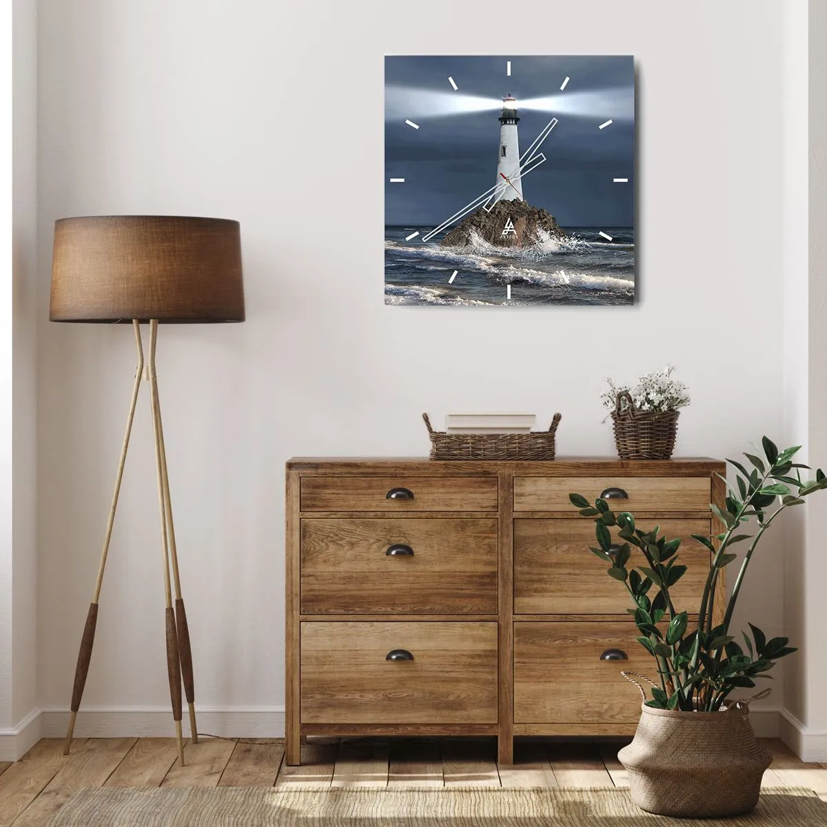 Ceas de perete - Ceas pe sticlă - Aici... aici...! - 40x40 cm