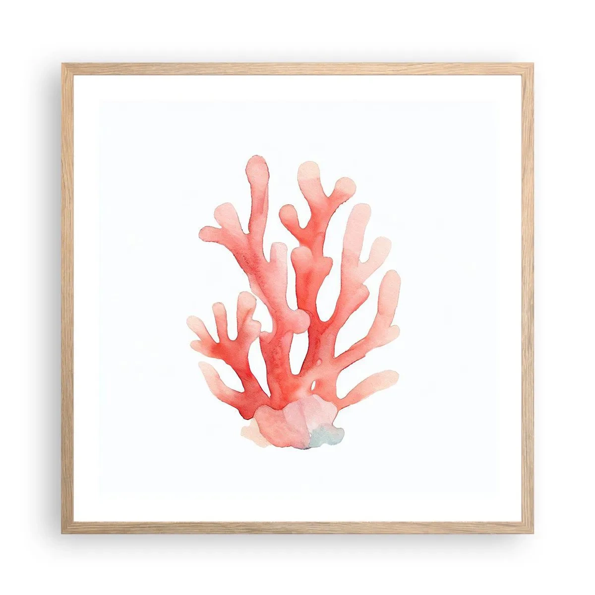Poster în ramă de stejar deschis - Culoare de coral - 60x60 cm