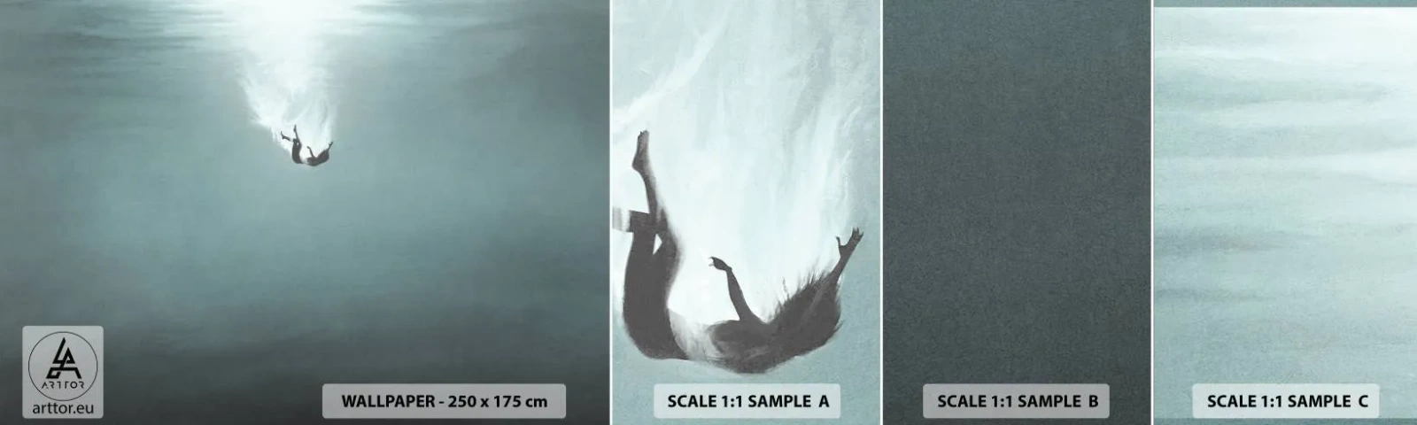 Mostră de Tapet Standard Eco - În îmbrățișarea oceanului - Apă, Minimalism, Sub apă - 100x30 cm