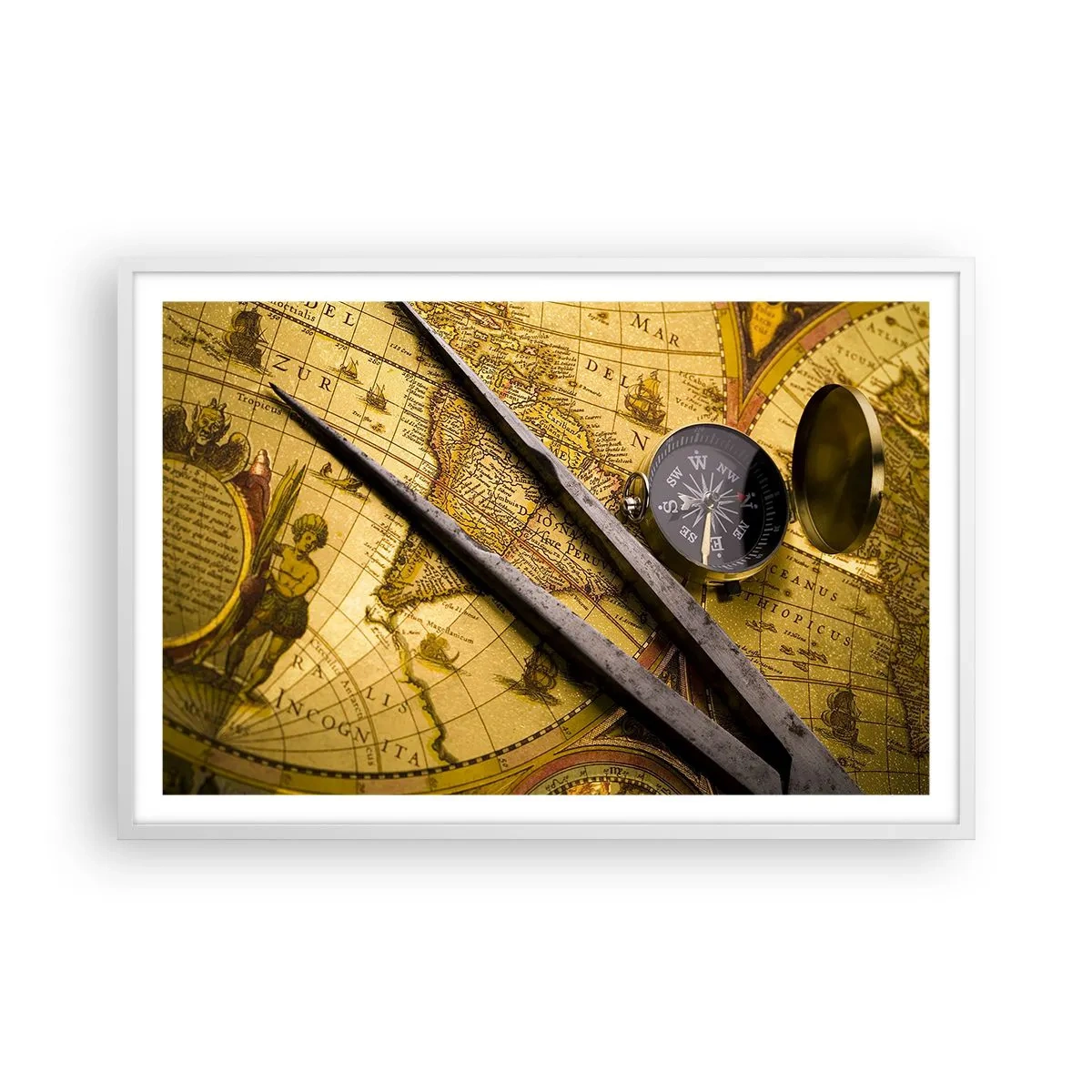 Poster în ramă albă - Unde sunt aceste comori? - 91x61 cm