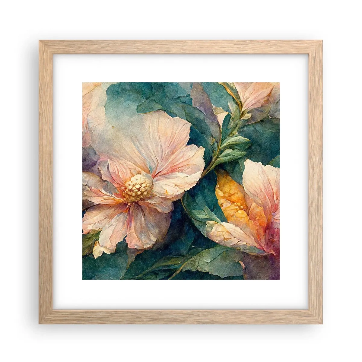 Poster în ramă de stejar deschis - Subtilitate pură - 30x30 cm