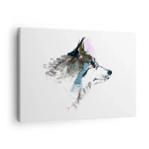 Tablou pe pânză Canvas - Lup în acuarelă într-un stil minimalist - 70x50cm - Ce știm despre lup - Decorațiune modernă pentru perete pentru living și dormitor ARTTOR