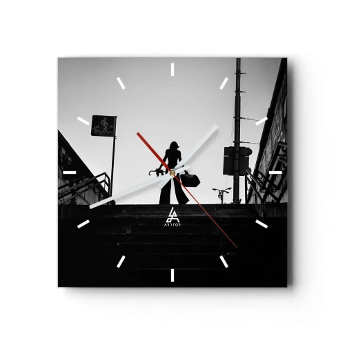 Ceas de perete - Ceas pe sticlă - Rătăcire urbană - 30x30 cm