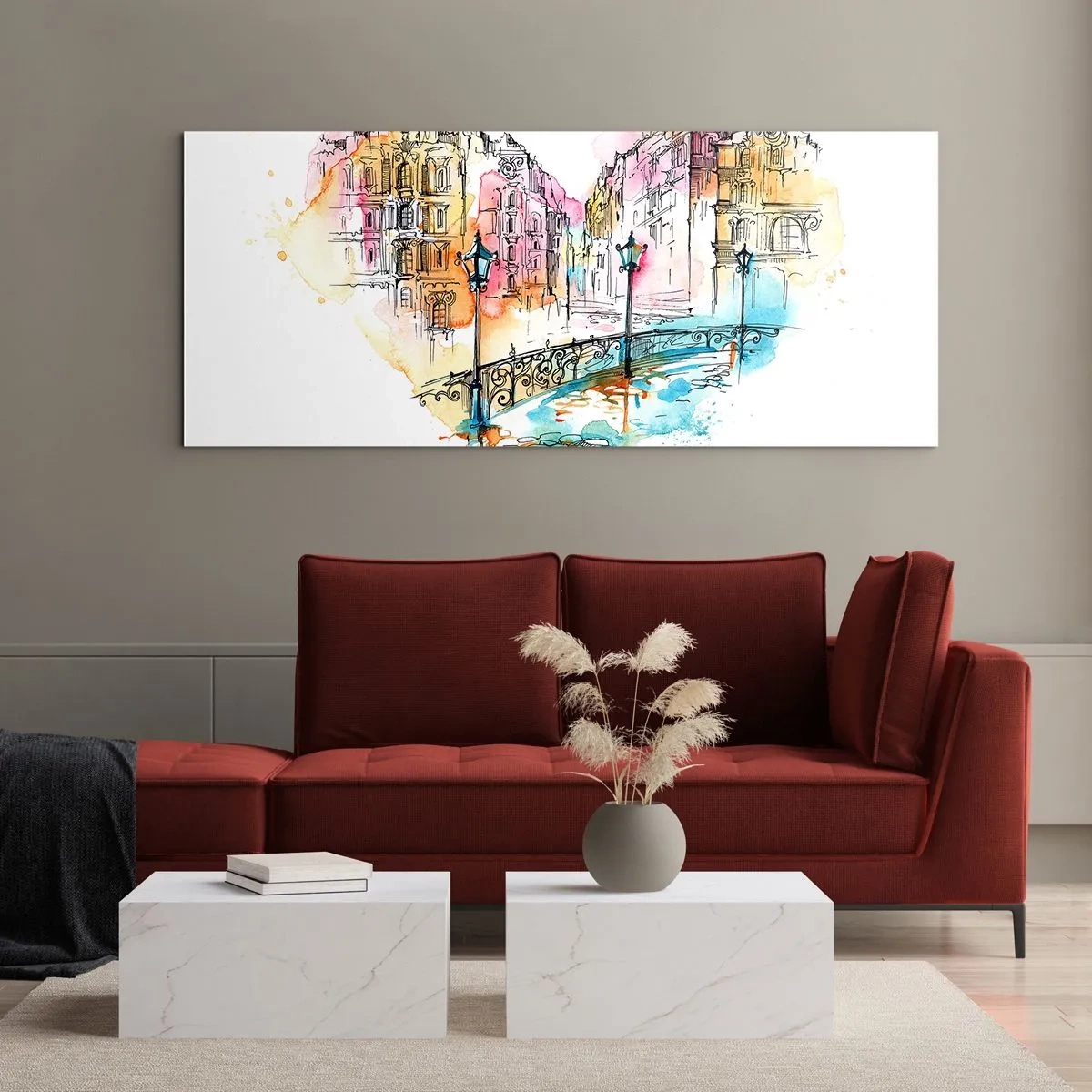 Tablou pe sticlă - Inima orașului - 120x50 cm