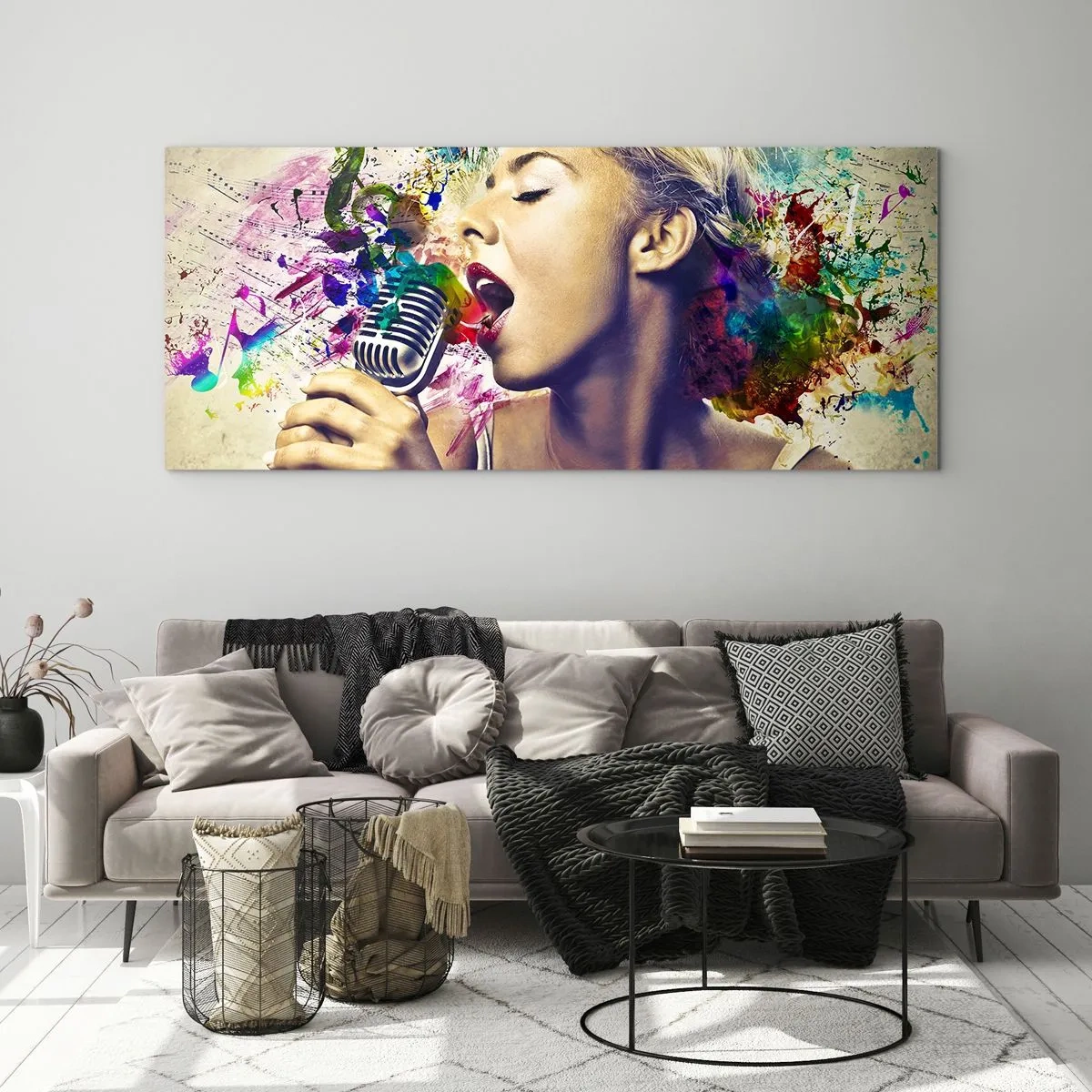Tablou pe sticlă - Pictează lumea cu vocea ta - 140x50 cm
