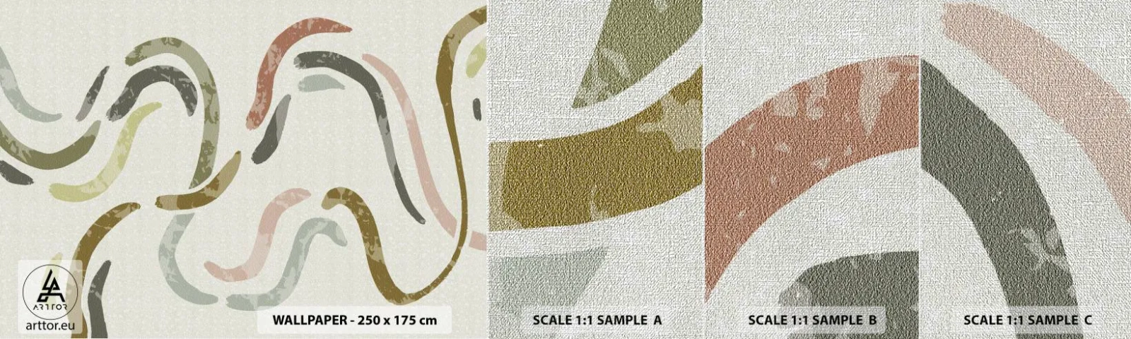 Mostră tapet Premium Canvas - Dansul vesel al abstracției - Pastel, Minimalist, Luminos - 100x30 cm