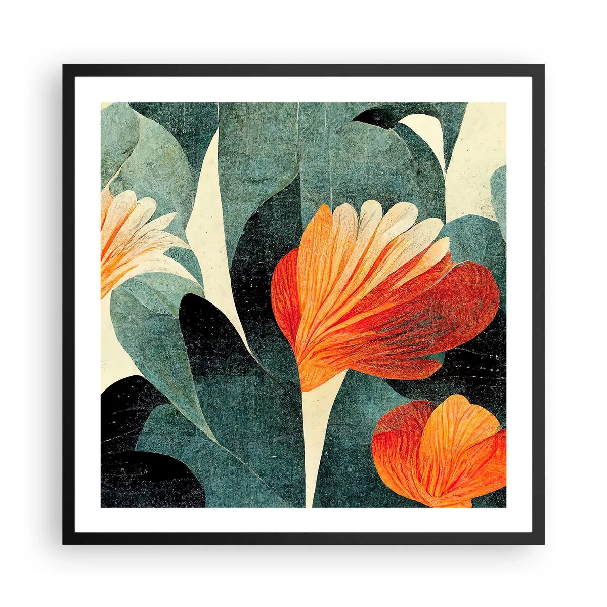 Poster în ramă neagră - Căldura de la tropice și răcoarea verdeței - 60x60 cm