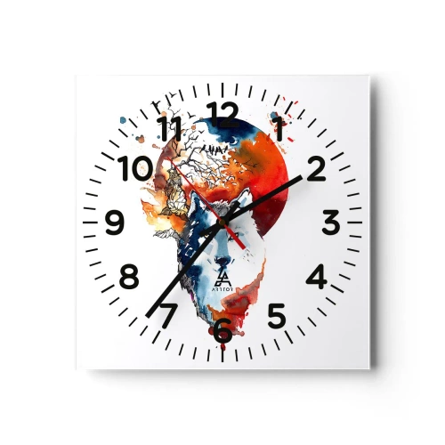 Ceas de perete - Ceas pe sticlă - Bot în bot cu noaptea - 30x30 cm