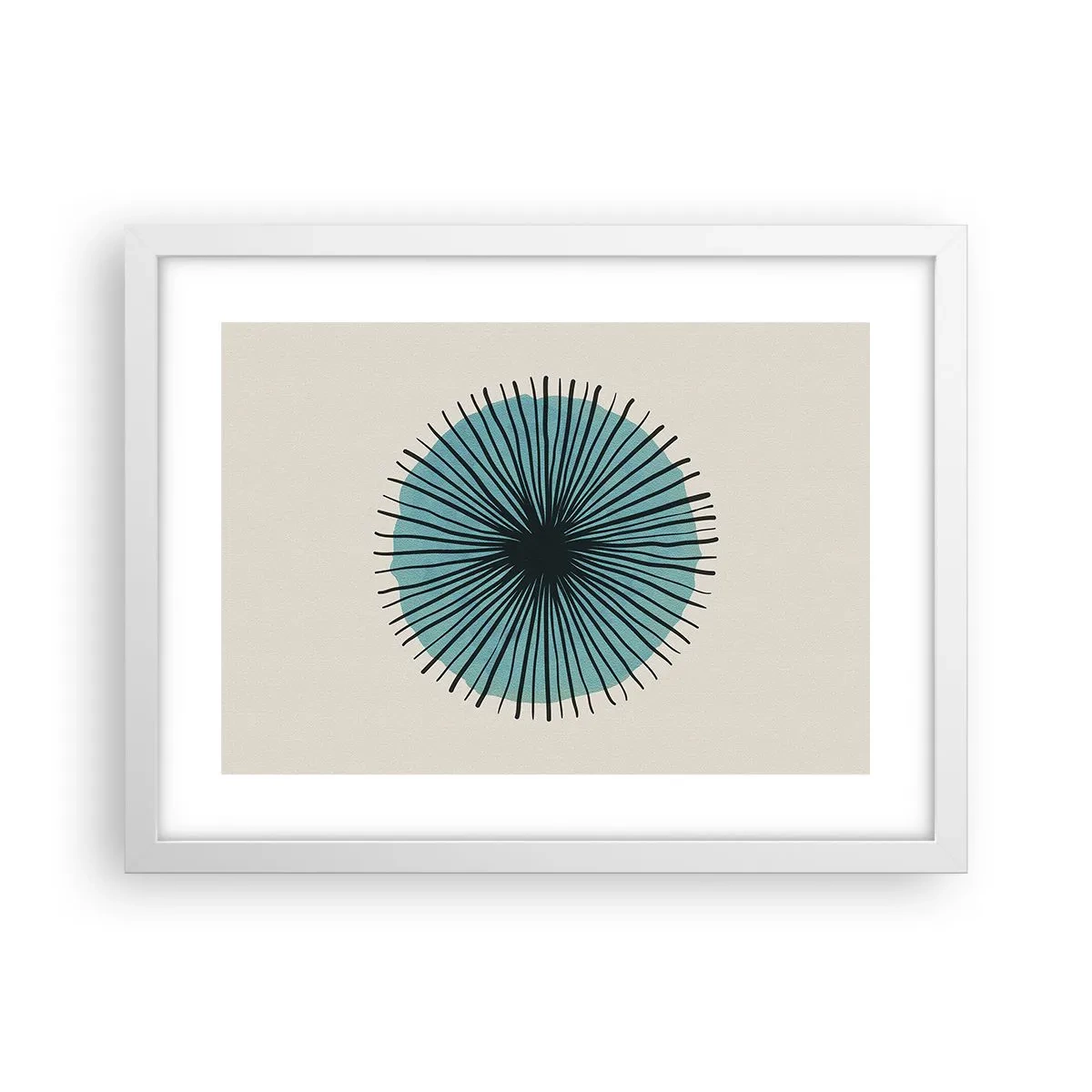 Poster în ramă albă - Radiant pe albastru - 40x30 cm