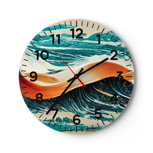 Ceas de perete - Ceas pe sticlă - Visul unui surfer - 40x40 cm