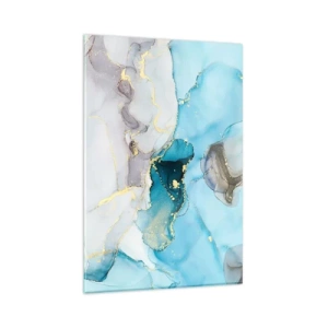 Tablou pe sticlă - Un studiu al întâlnirii dintre gri și turcoaz - 80x120 cm