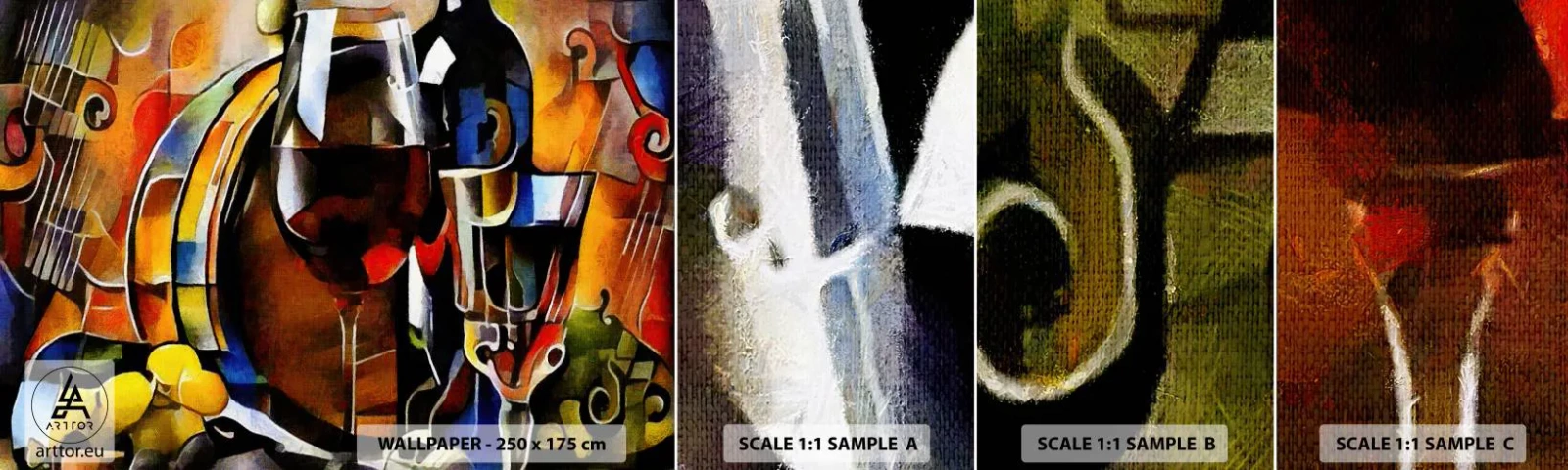 Mostră tapet autocolant Deluxe Sticker - Și lumea devine mai colorată - Abstracția, Cubism, Bucată - 100x30 cm