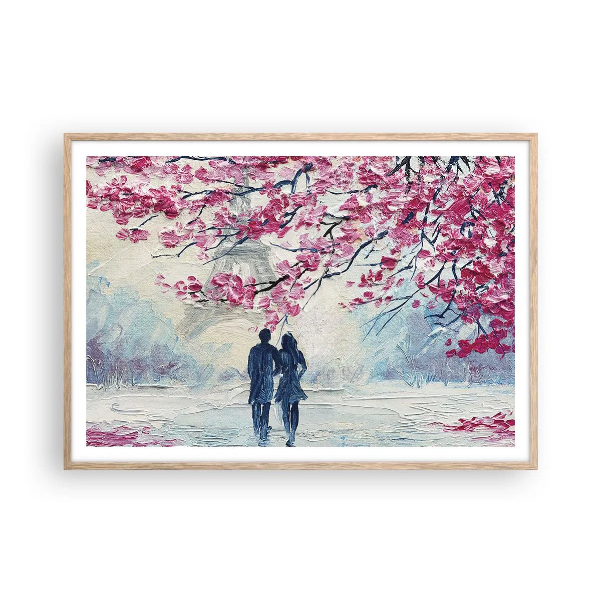 Poster în ramă de stejar deschis - Plimbare romantică - 100x70 cm