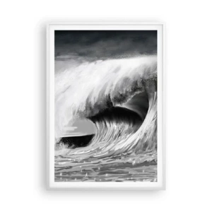 Poster în ramă albă - Mânia oceanului - 70x100 cm