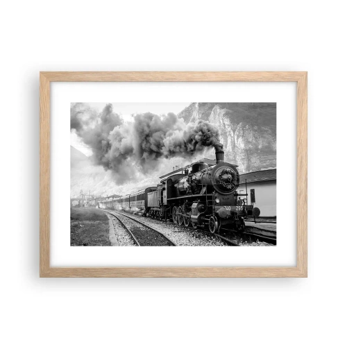Poster în ramă de stejar deschis - La gară... - 40x30 cm