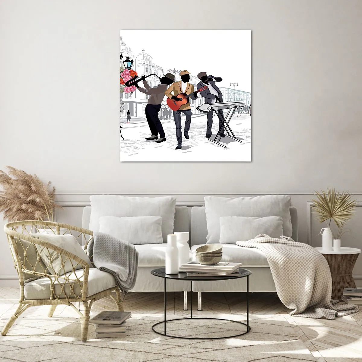 Tablou pe sticlă - Muzică străzii - 60x60 cm