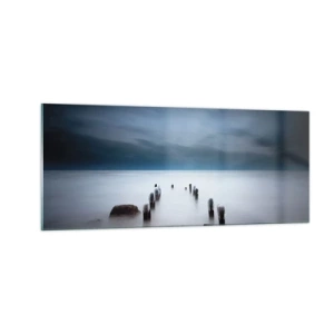 Tablou pe sticlă - Un lac în ceața calmă - 100x40 cm