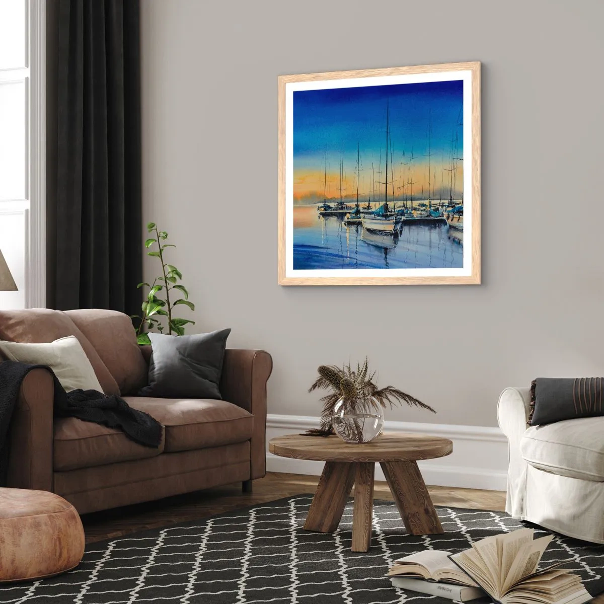 Poster în ramă de stejar deschis - Sfârșitul unei zile bune - 50x50 cm