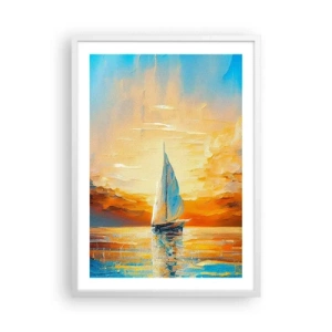 Poster în ramă albă - Navigare prin aur - 50x70 cm