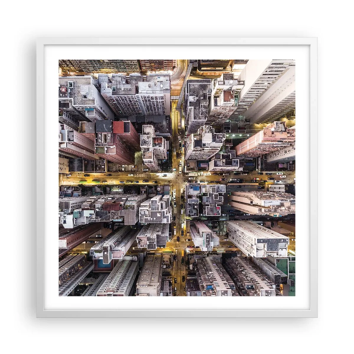 Poster în ramă albă - Salutări din Hongkong - 60x60 cm