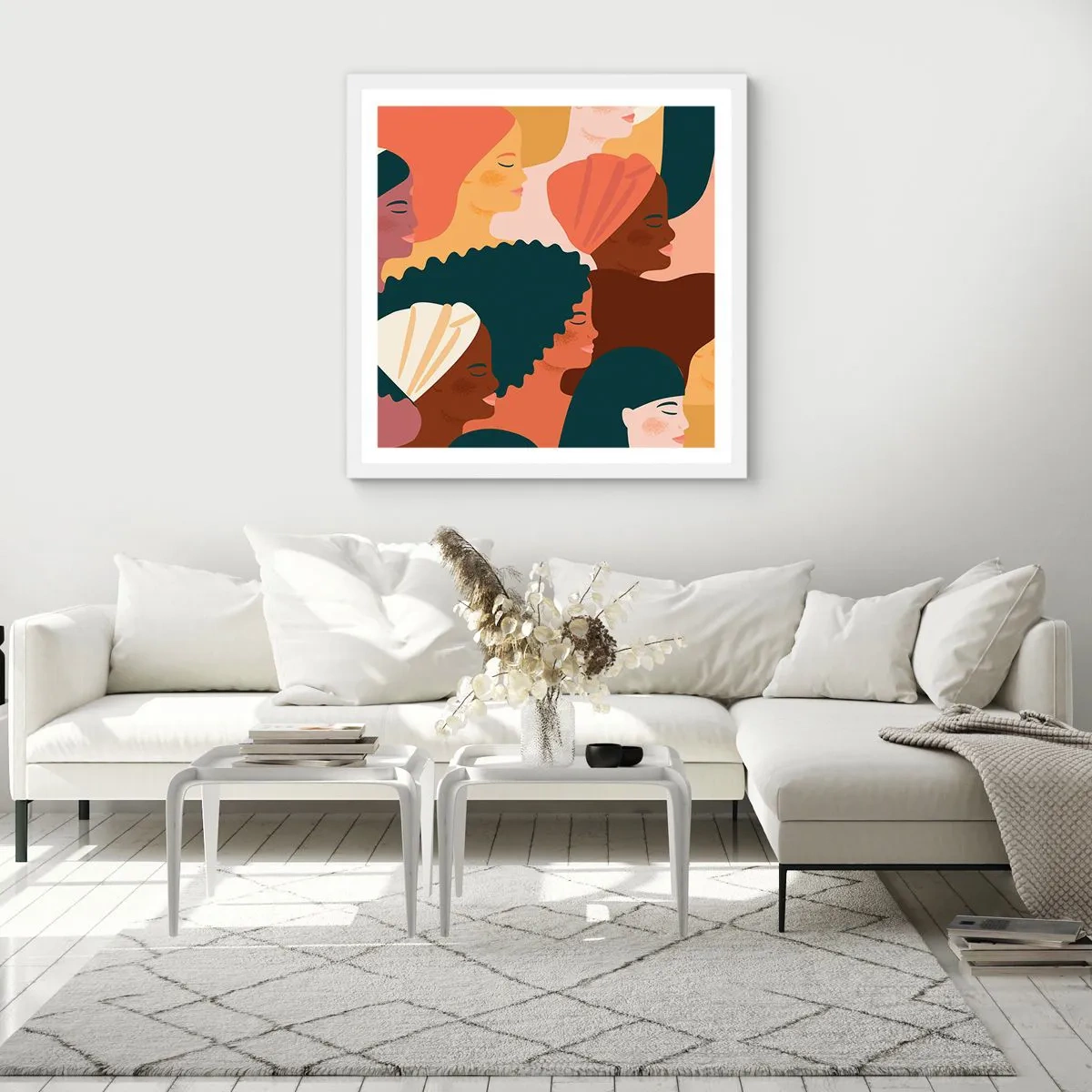 Poster în ramă albă - Numai feminitate - 30x30 cm