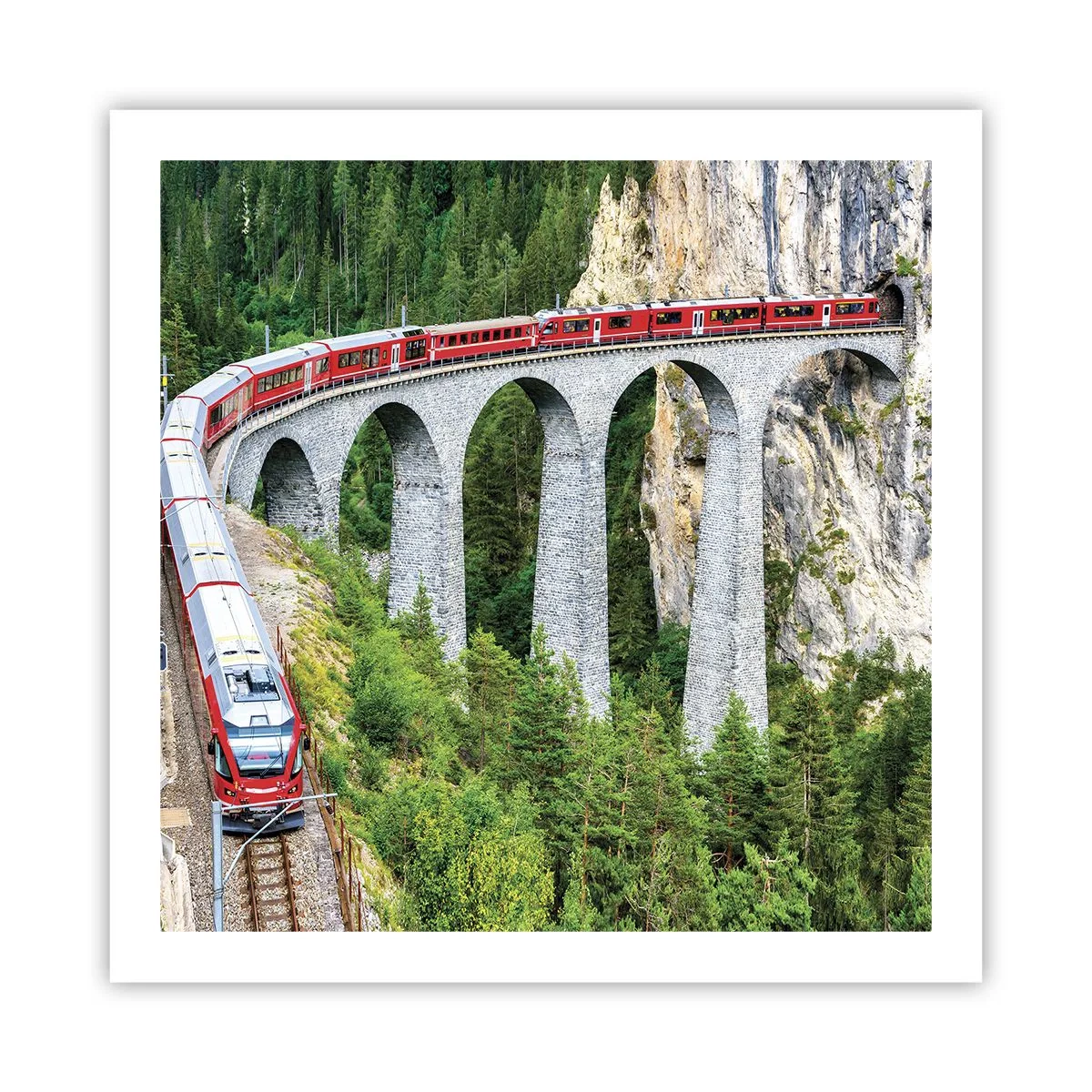 Poster - Cu trenul prin munți - 60x60 cm