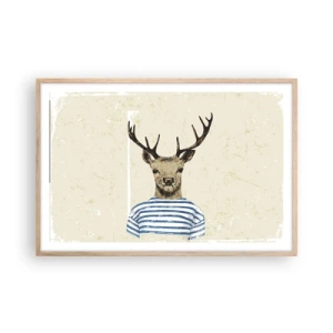 Poster în ramă de stejar deschis - Pentru că îmi plac cămășile cu dungi! - 91x61 cm