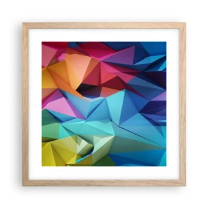 Poster în ramă de stejar deschis - Origami de curcubeu - 40x40 cm