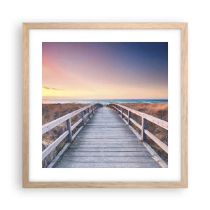 Poster în ramă de stejar deschis - Aurora baltică de seară - 40x40 cm
