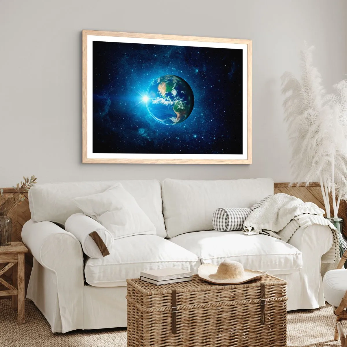 Poster în ramă de stejar deschis - Suntem în ceruri - 40x30 cm