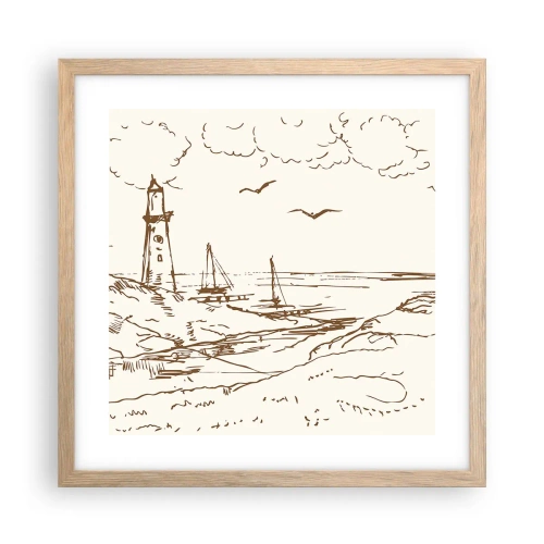 Poster în ramă de stejar deschis - Schiță de amintiri de vară - 40x40 cm