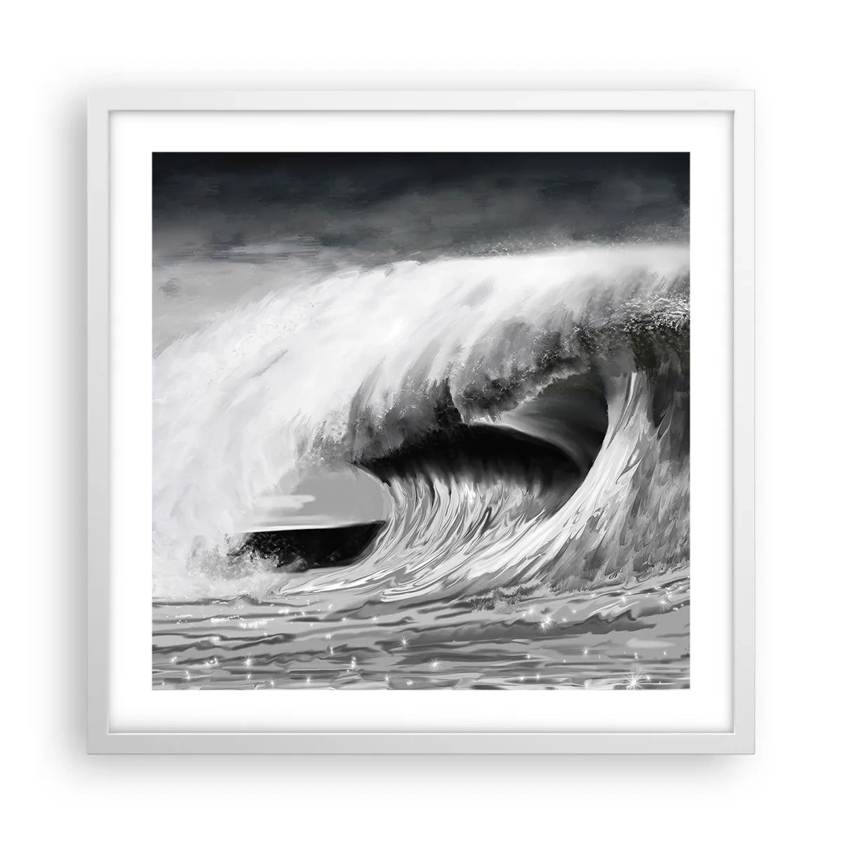 Poster în ramă albă - Mânia oceanului - 50x50 cm